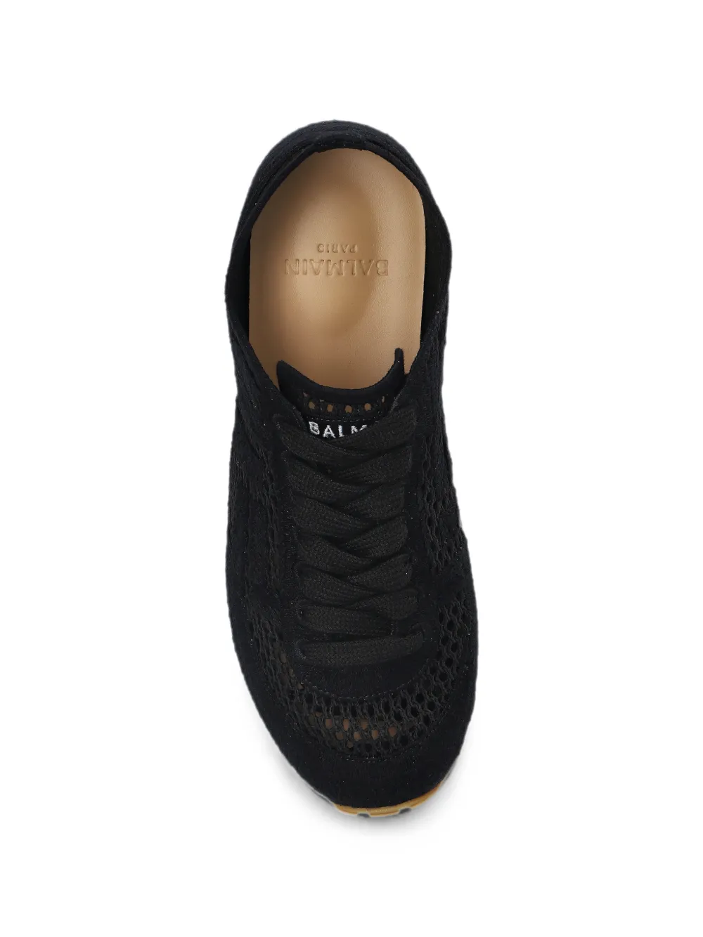 Balmain crochet-knit low-top sneakers Zwart