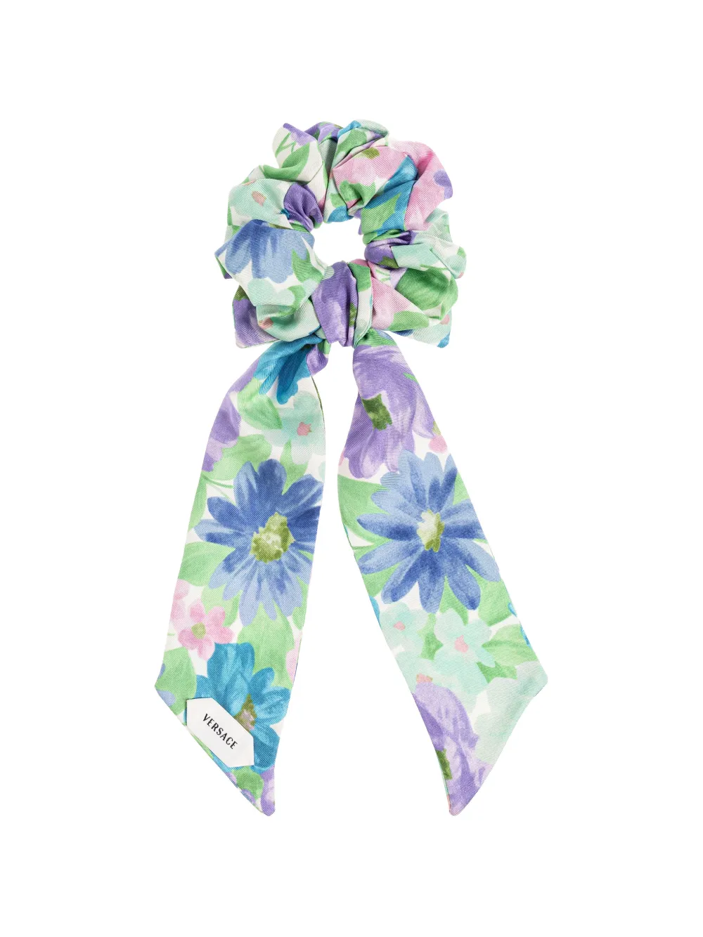 Versace Kids The Meadow scrunchie met bloemenprint en strikdetail Blauw