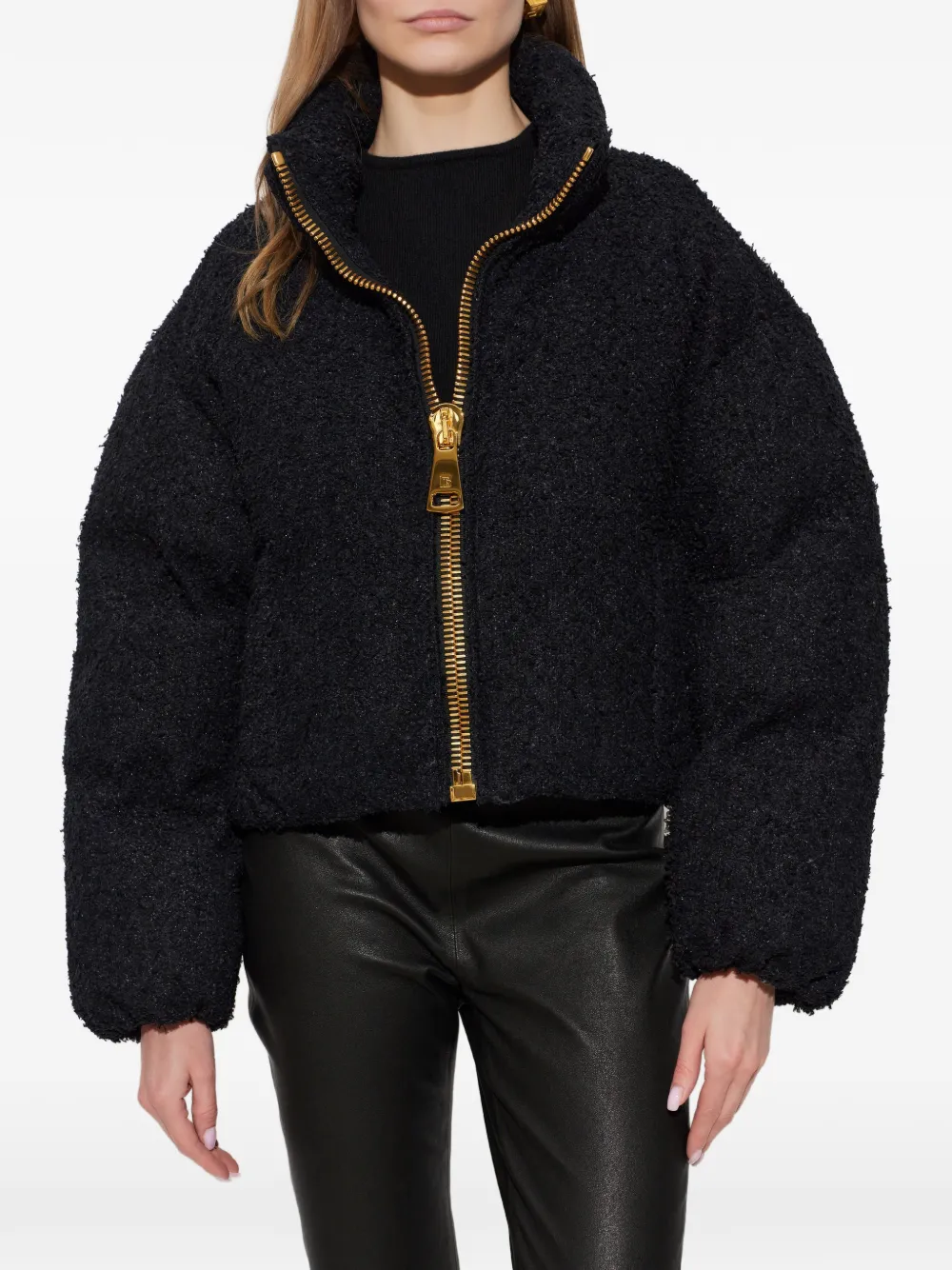 Balmain Jack met bouclé textuur en rits Zwart