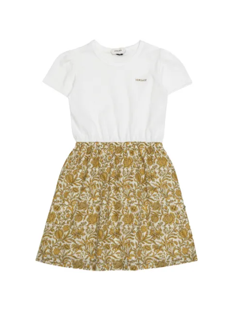 Versace Kids floral-print logo-embroidered dress