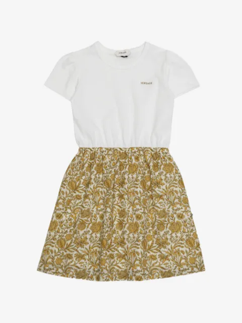 Versace Kids floral-print logo-embroidered dress