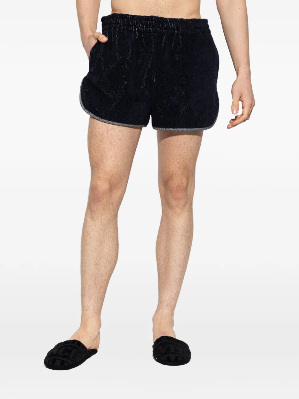 Versace Home Badstof shorts met geborduurd logo Blauw