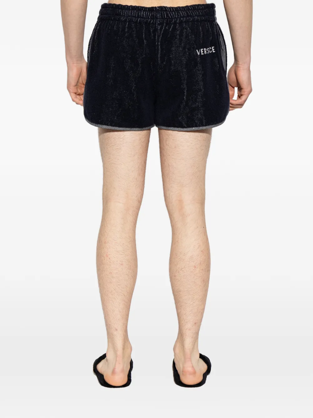Versace Home Badstof shorts met geborduurd logo Blauw