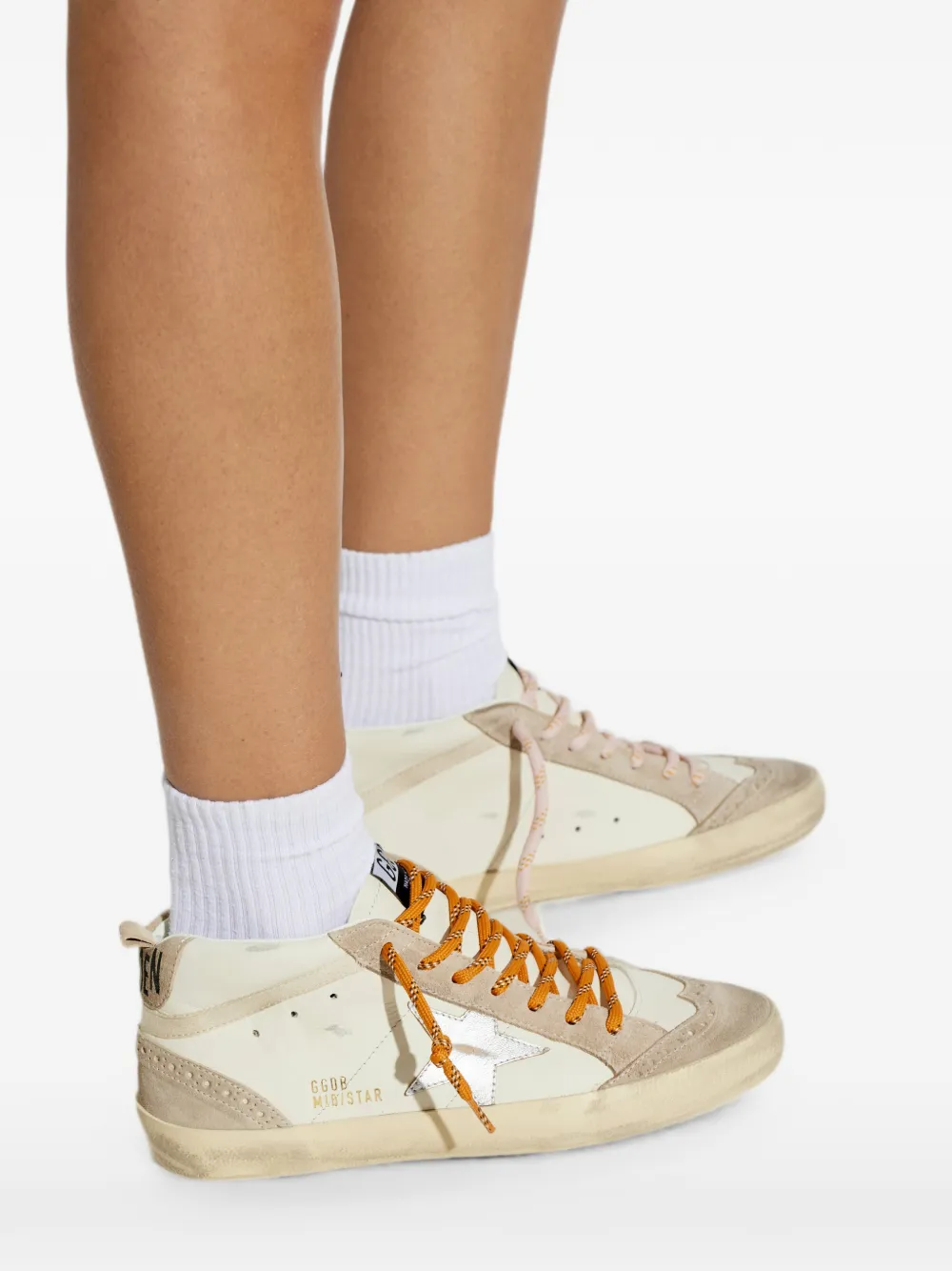 Golden Goose Mid Star distressed-effect sneakers Beige