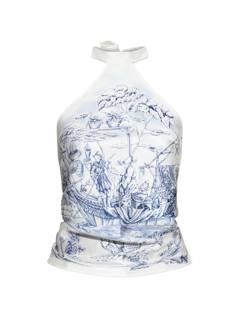 Ferragamo graphic-print halterneck top - Weiß