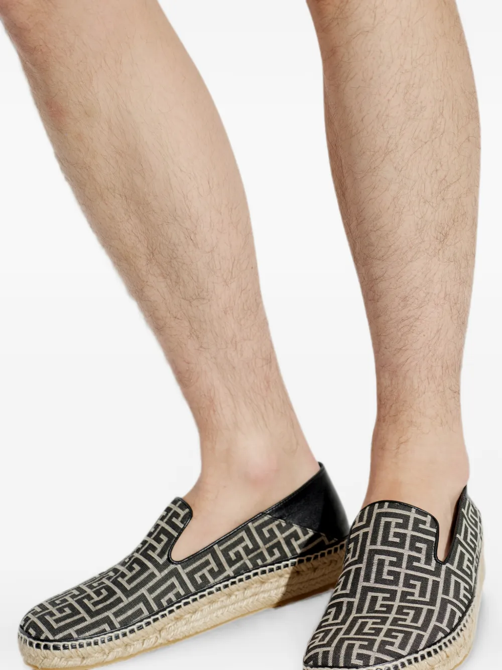 Balmain Monogram-pattern espadrille sneakers Zwart