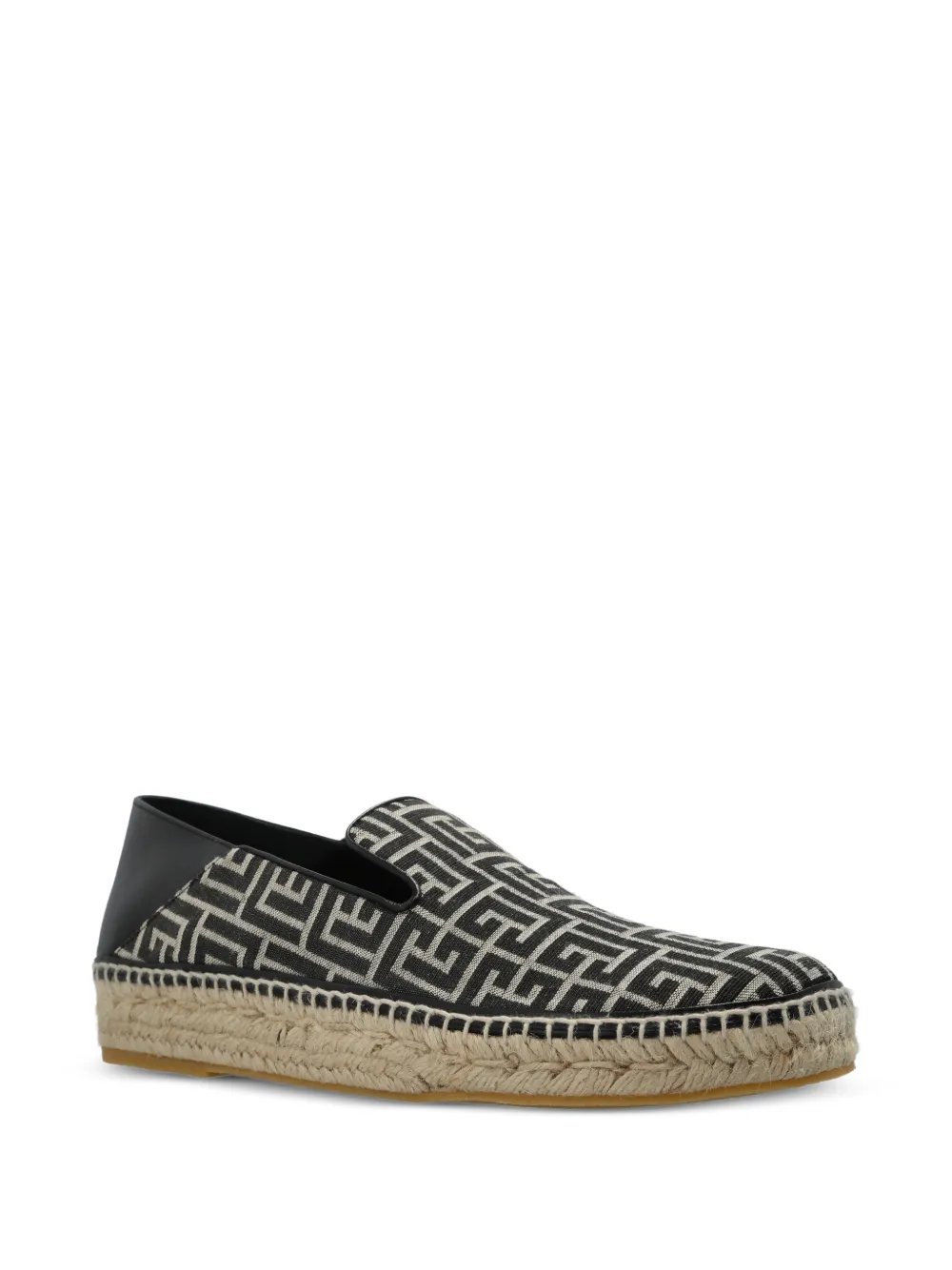 Balmain Monogram-pattern espadrille sneakers Zwart