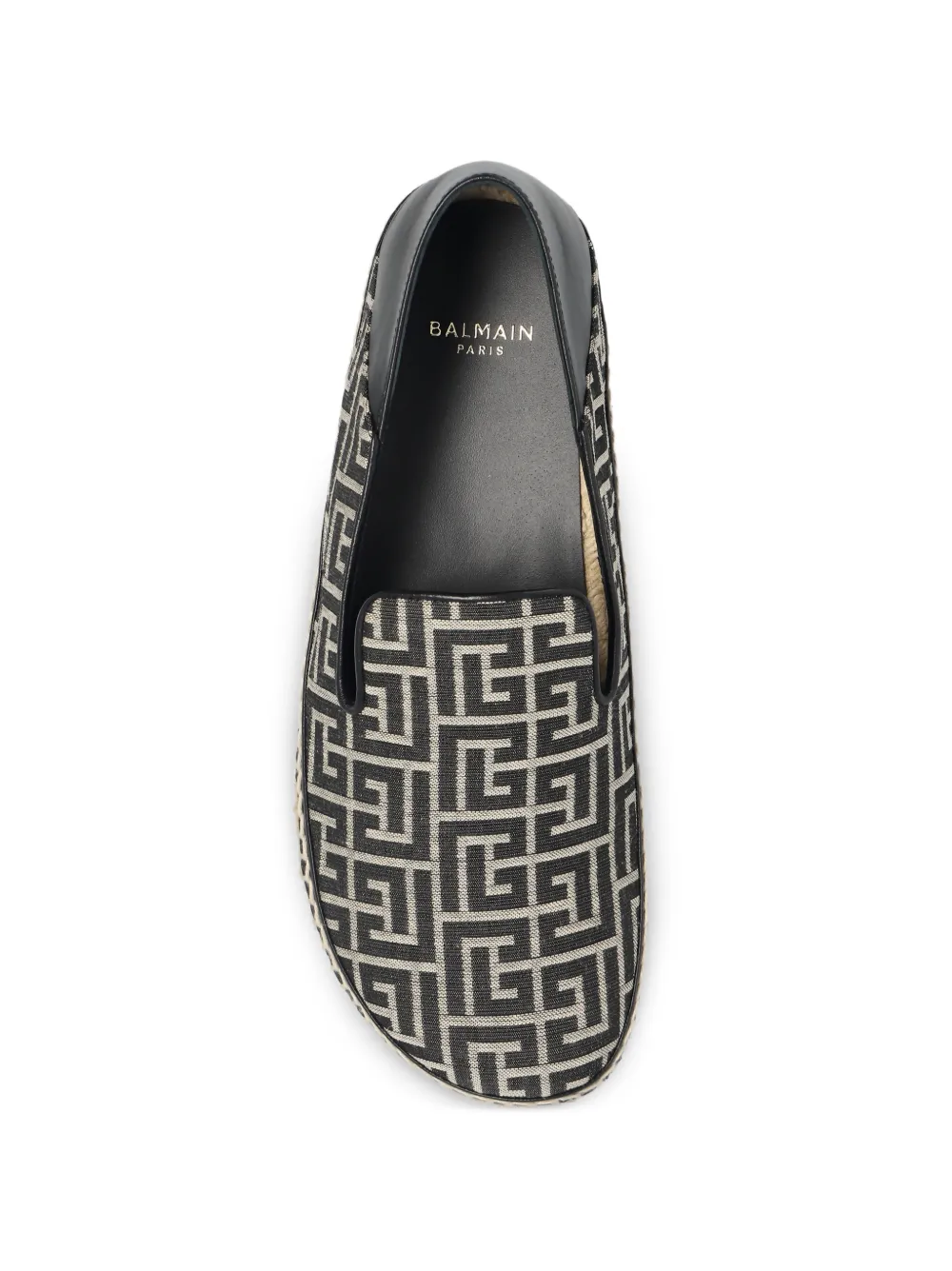 Balmain Monogram-pattern espadrille sneakers Zwart