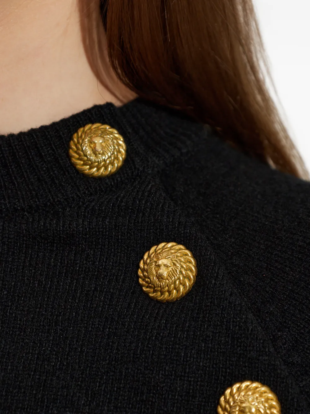Balmain Trui verfraaid met knopen en raglan mouwen Zwart