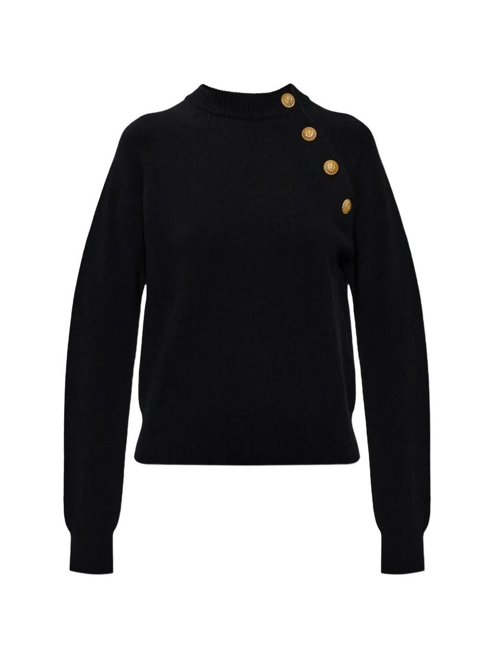 Balmain button-embellished raglan-sleeve sweater - Black