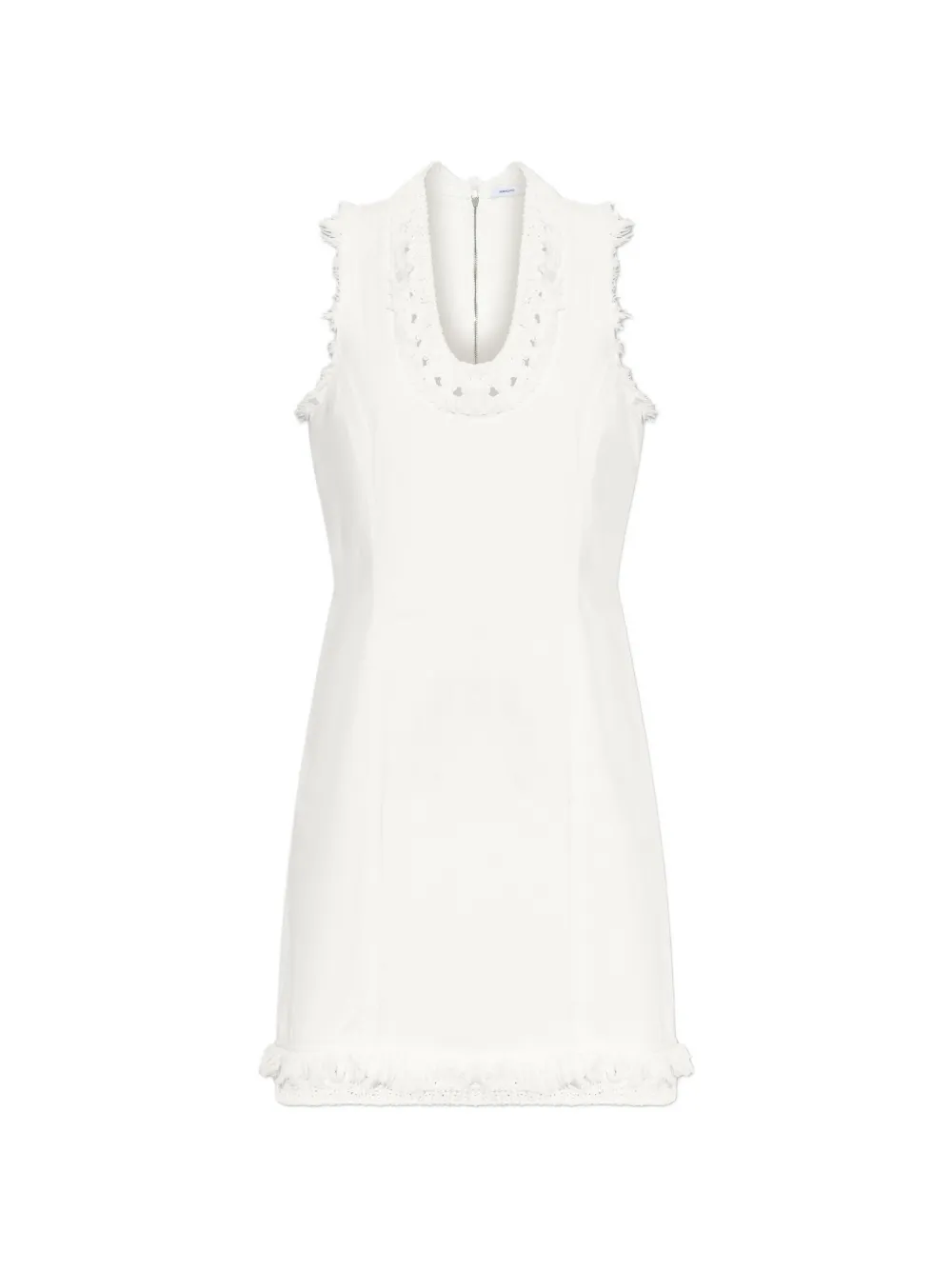 Ferragamo crochet-trim frayed mini dress - White