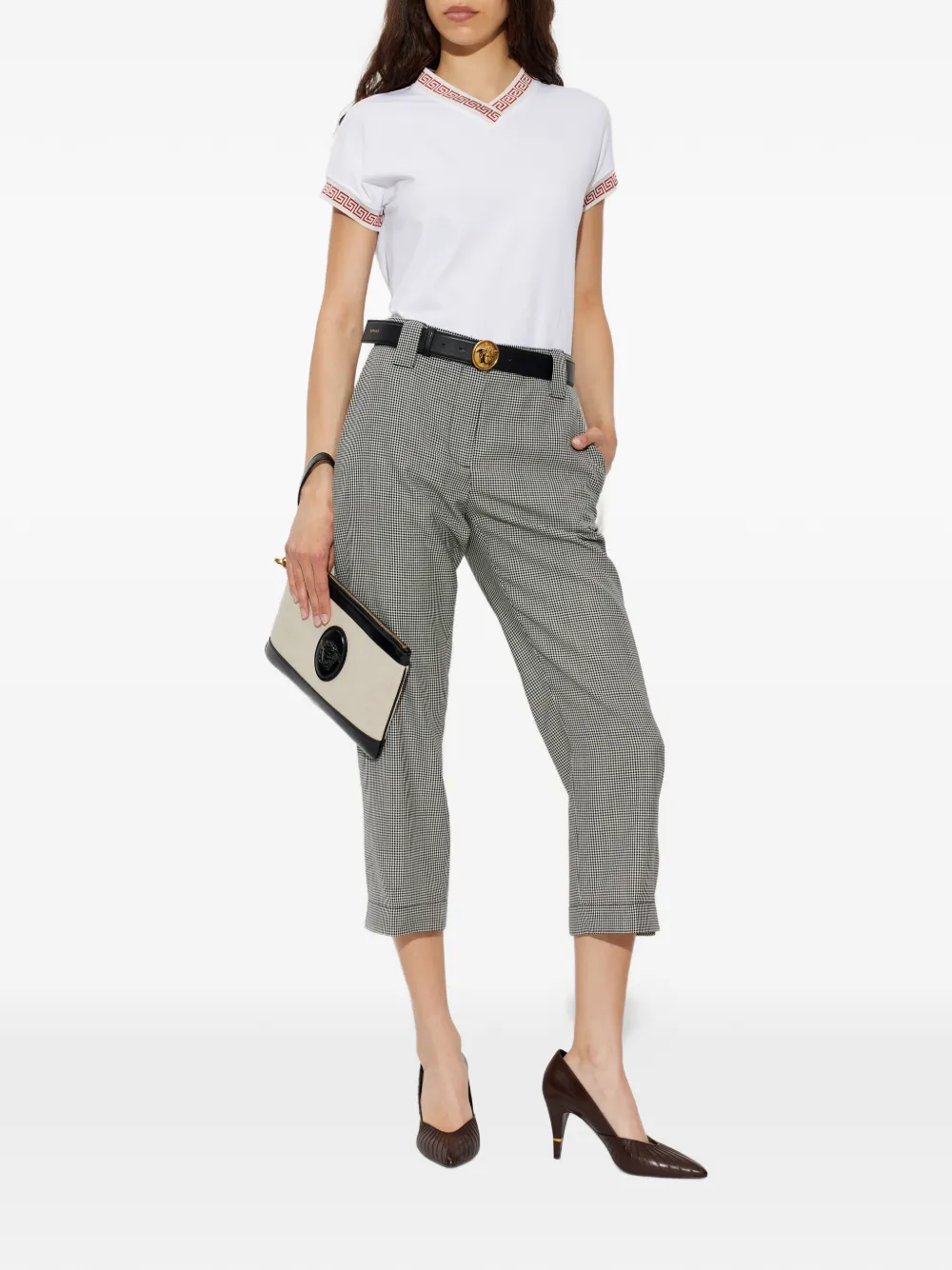 Versace Geruite wollen broek Zwart