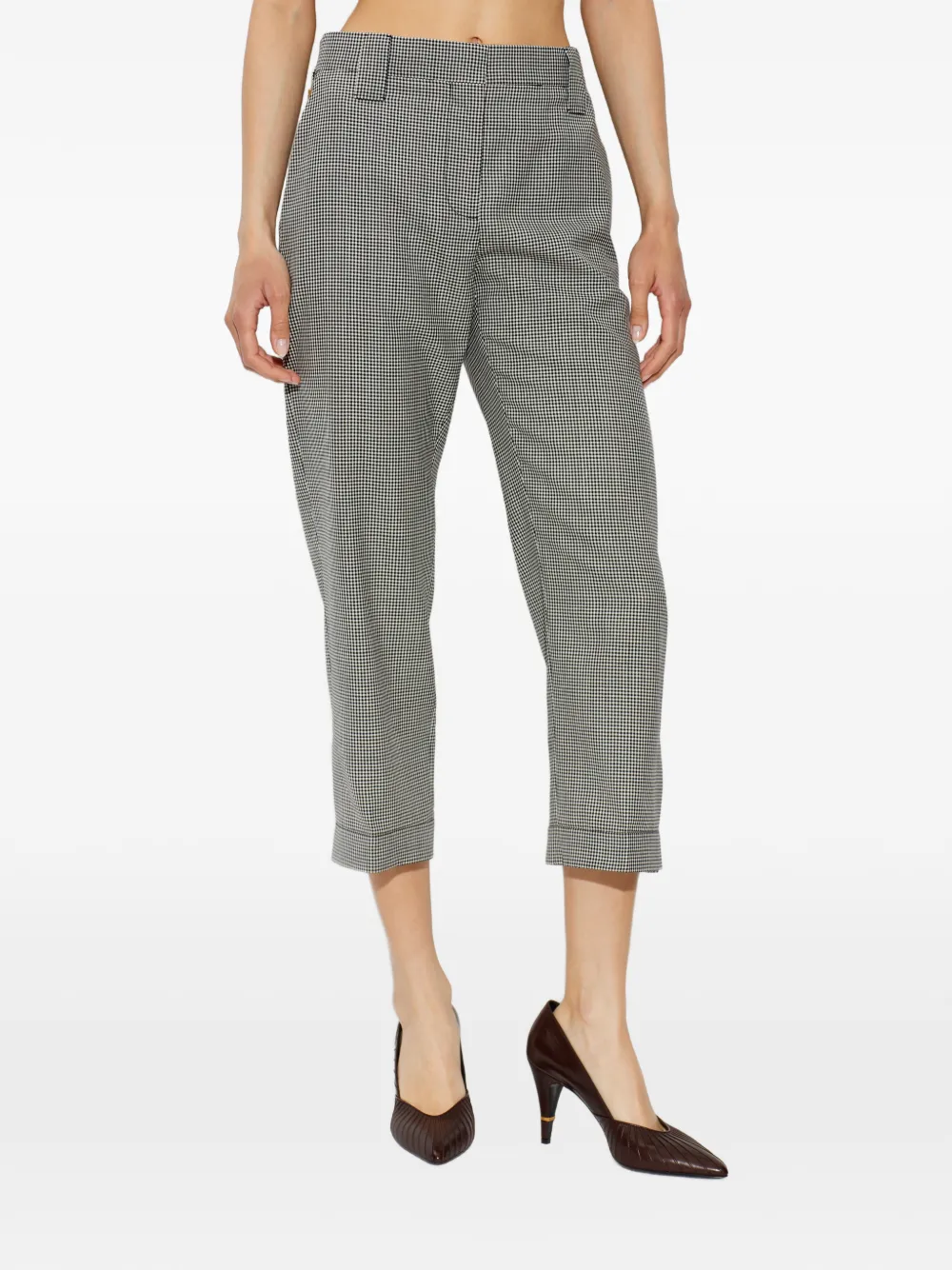 Versace Geruite wollen broek Zwart