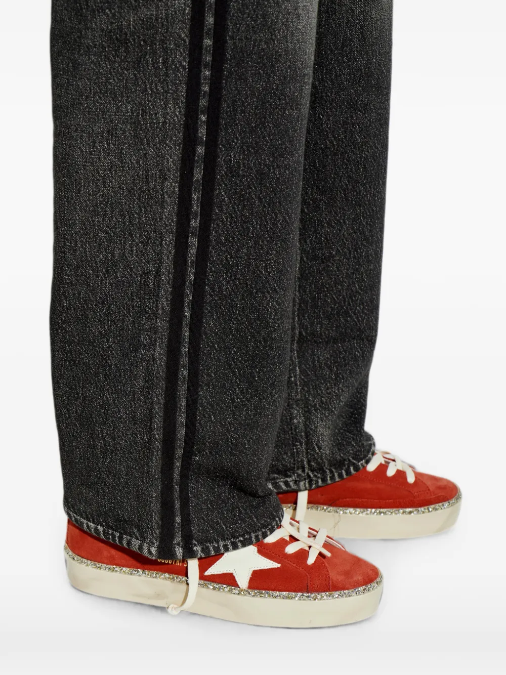 Golden Goose Hi Star glitter-trim sneakers Rood