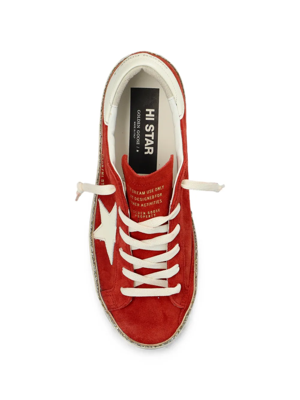 Golden Goose Hi Star glitter-trim sneakers Rood