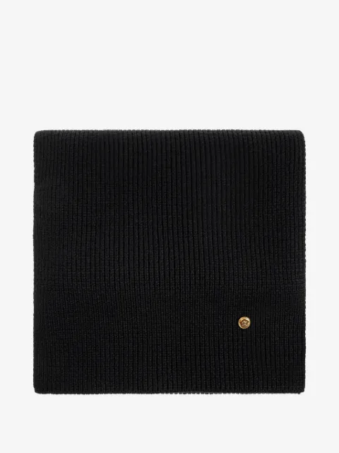 Versace bufanda tejida de canalé con placa Medusa