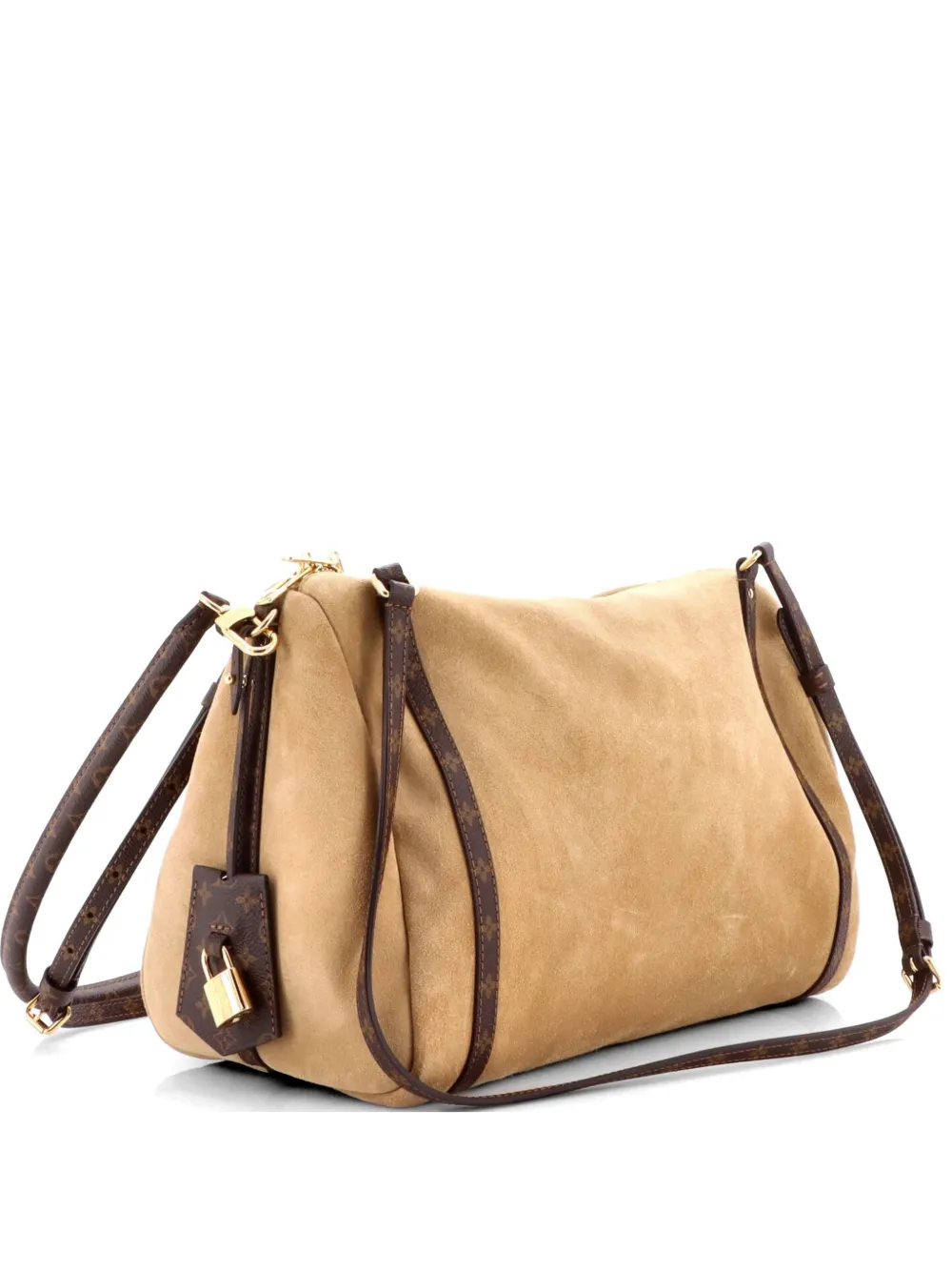 Louis Vuitton Pre-Owned Express Handbag Suede with Monogram Canvas MM shoulder bag - Braun