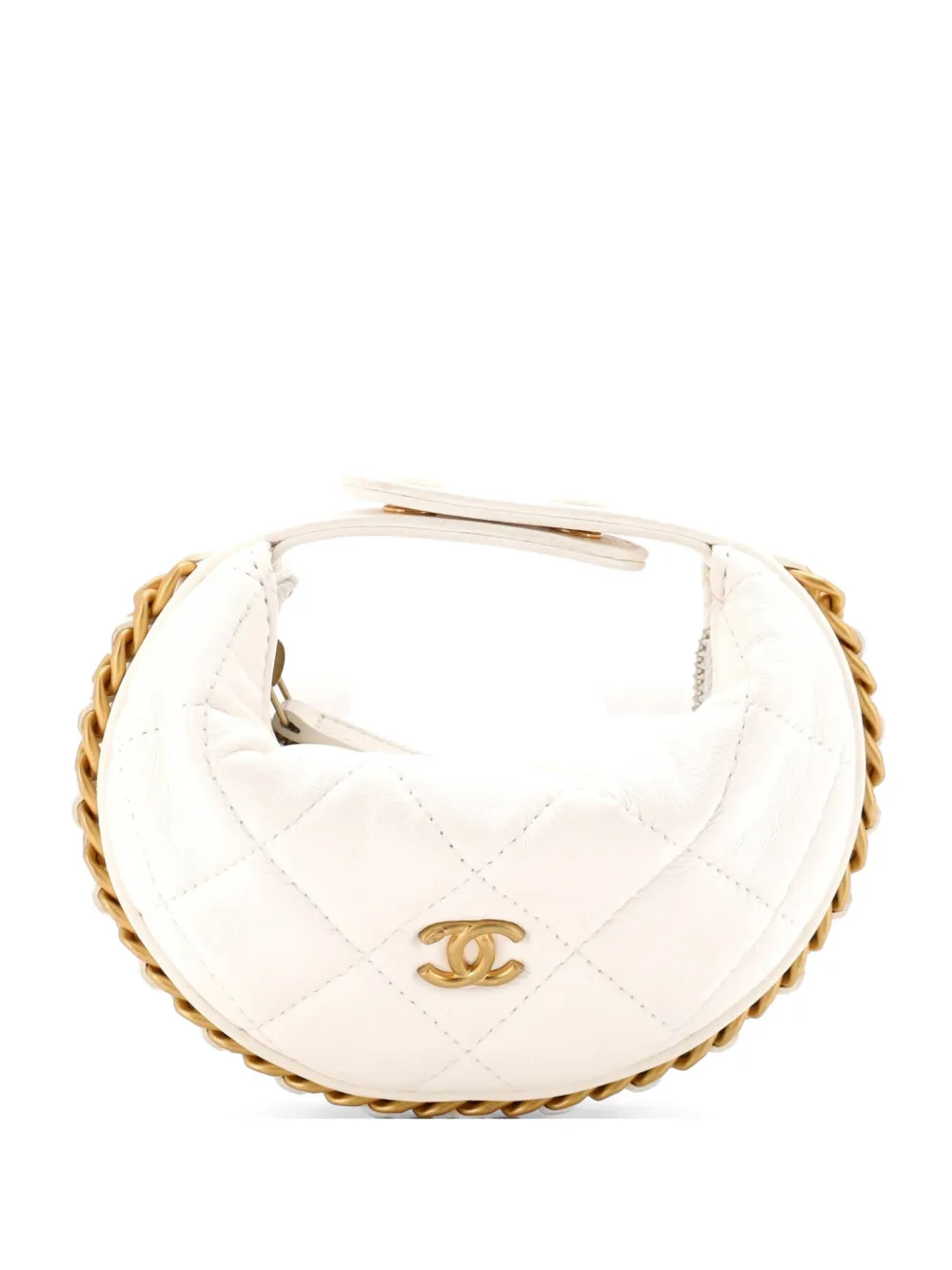CHANEL Pre-Owned Chain Around Pouch Quilted Lambskin Extra Mini hobo bag - Bianco