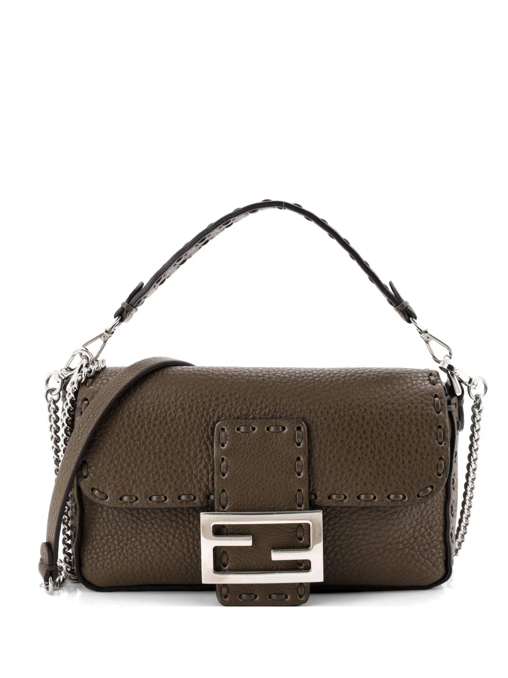 Fendi Pre-Owned Selleria Baguette NM Bag Leather Mini crossbody bag - Braun