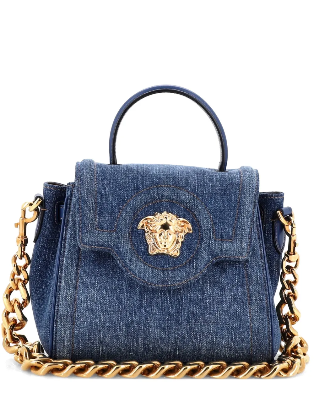 Versace Pre-Owned La Medusa Top Handle Bag Denim Small shoulder bag - Blu