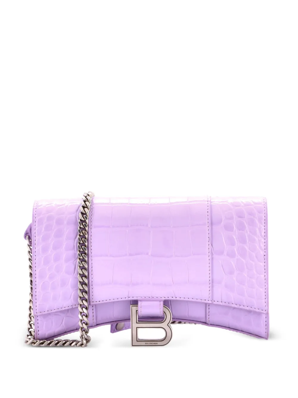 Balenciaga Pre-Owned Hourglass Chain Wallet Crocodile Embossed Leather clutch bag - Viola
