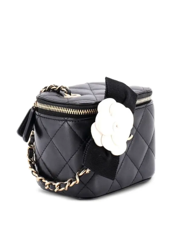 CHANEL Pre-Owned カメリア リボン バニティケース ウィズ チェーン
