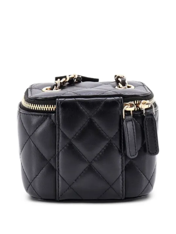CHANEL Pre-Owned カメリア リボン バニティケース ウィズ チェーン