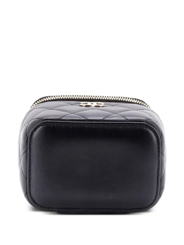 CHANEL Pre-Owned カメリア リボン バニティケース ウィズ チェーン
