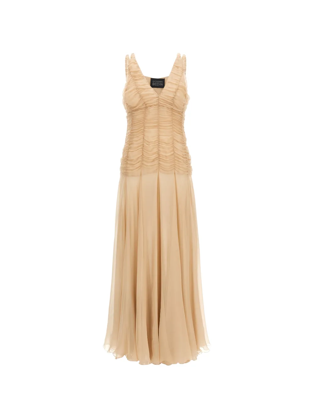 Giovanni Bedin smocked silk-chiffon dress - Nude