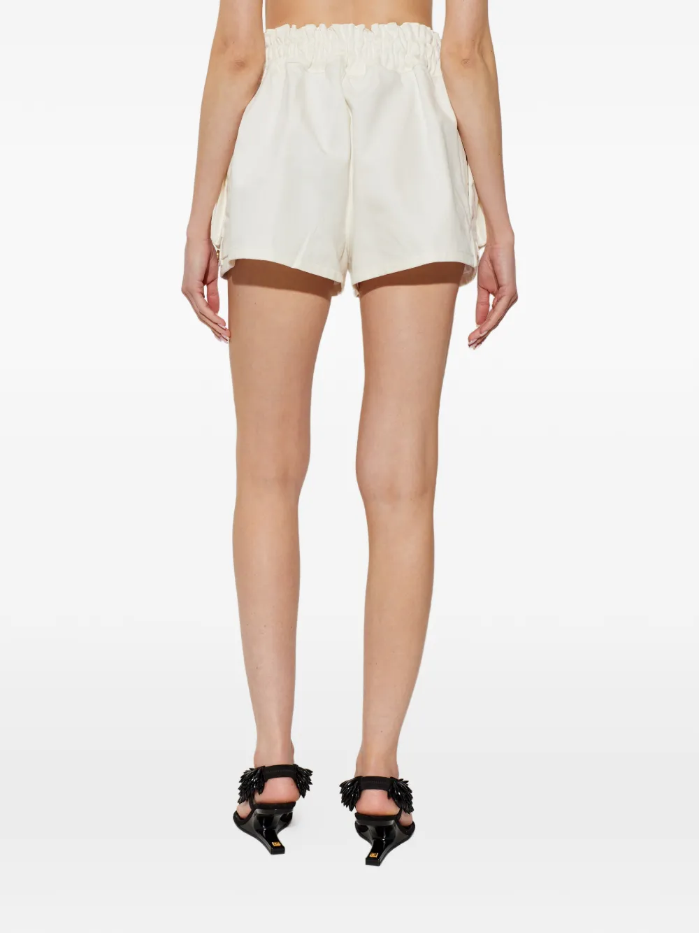 Balmain Drawstring Cargo Shorts In White