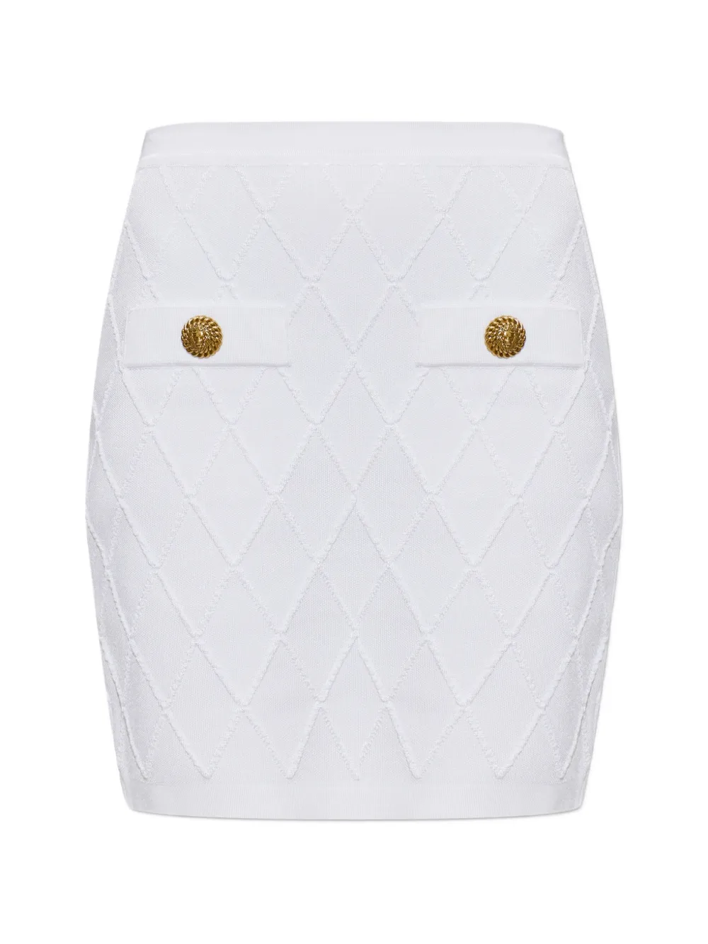 Balmain diamond-quilted button-detail mini skirt - Weiß