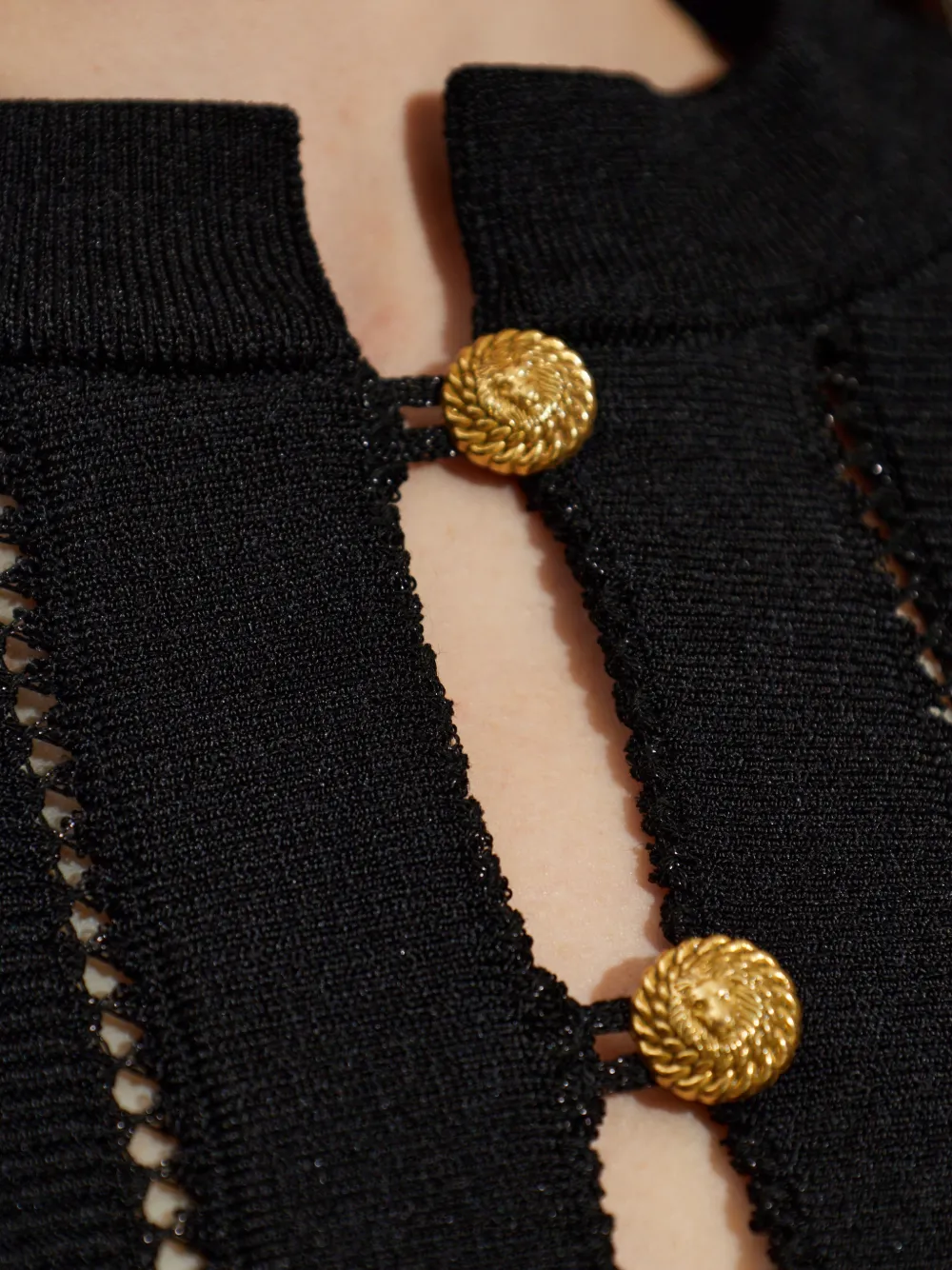 Balmain Vest verfraaid met knopen en leeuwenkop Zwart