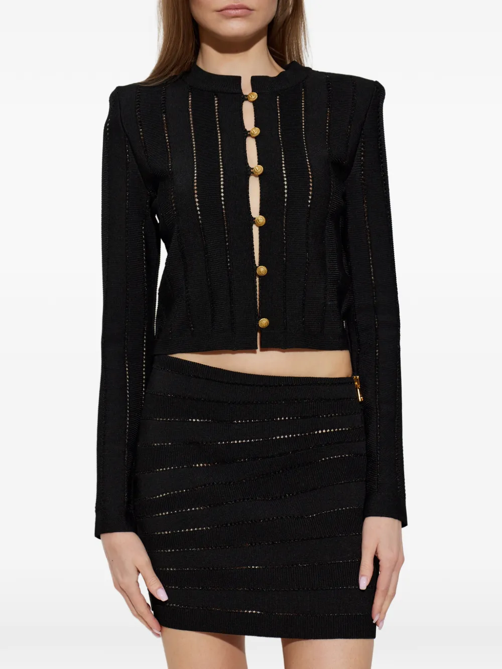 Balmain Vest verfraaid met knopen en leeuwenkop Zwart