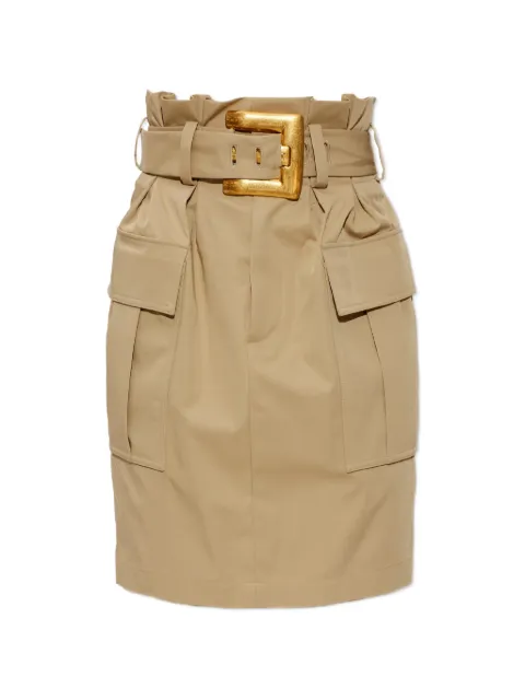 Balmain belted paperbag-waist skirt
