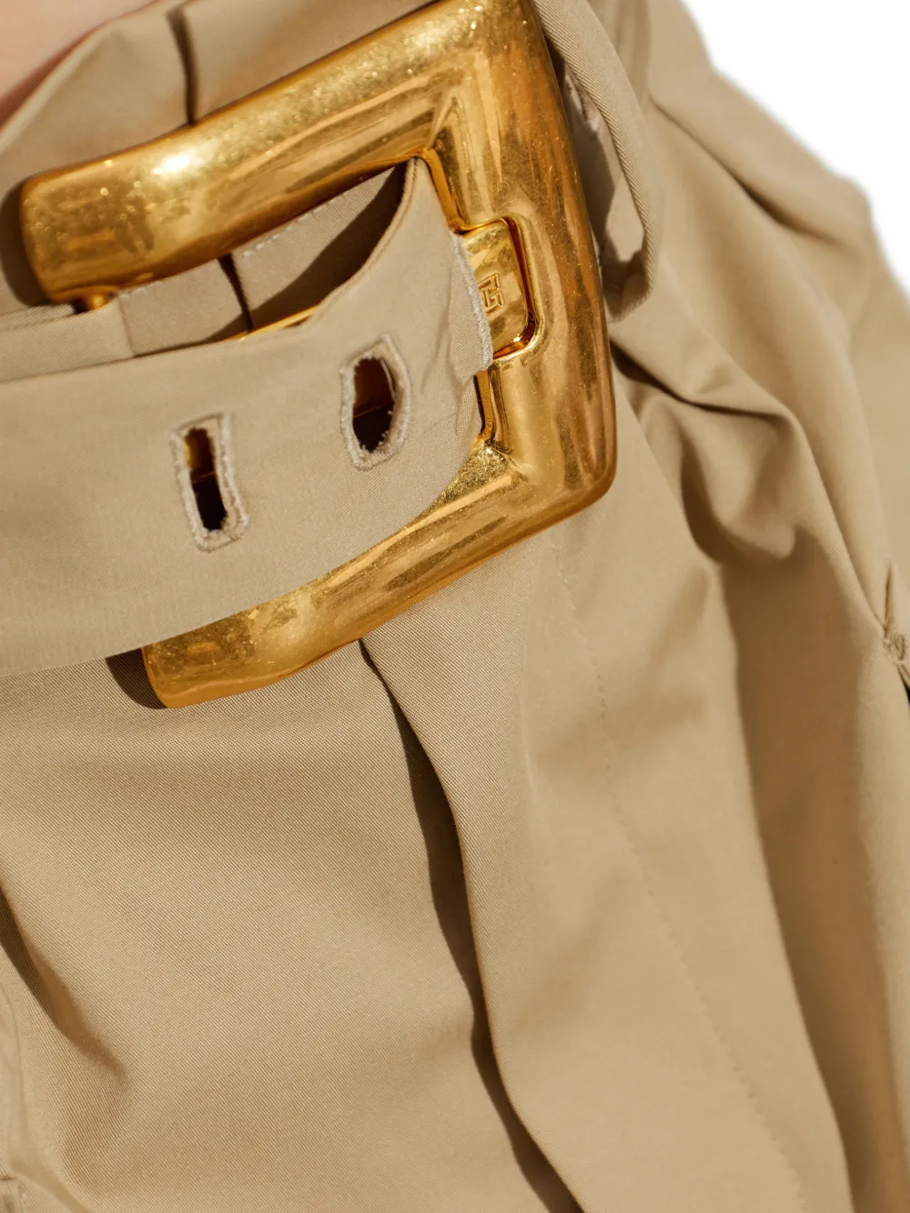 Balmain Rok met paperbag taille en ceintuur Beige