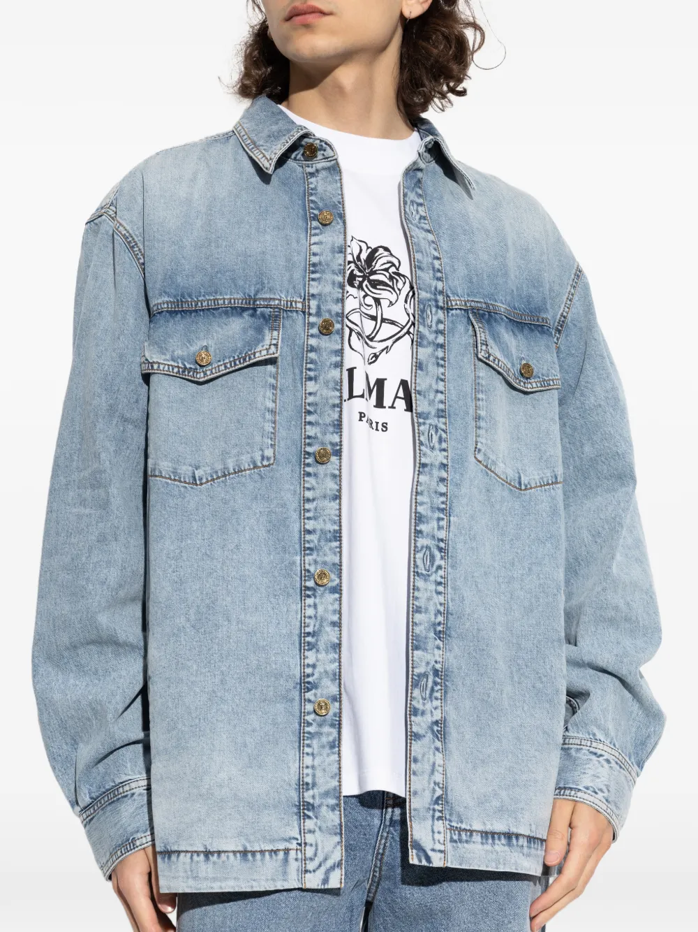 Balmain Denim jack Blauw