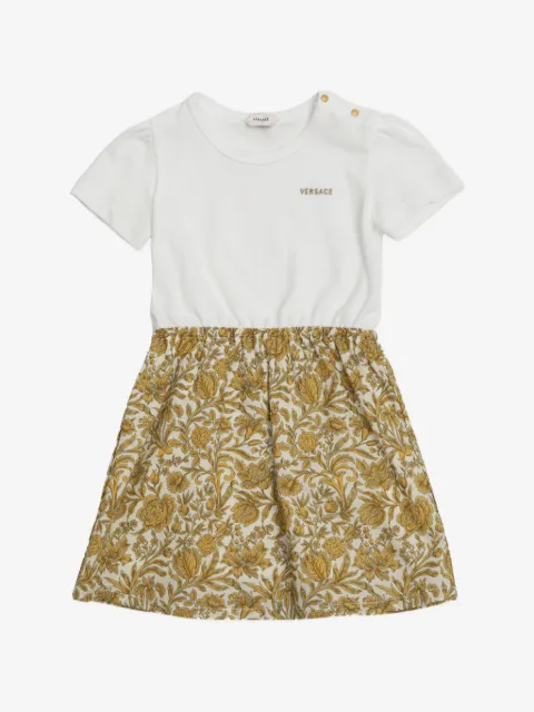 Versace Kids vestido con botones en el hombro y estampado floral