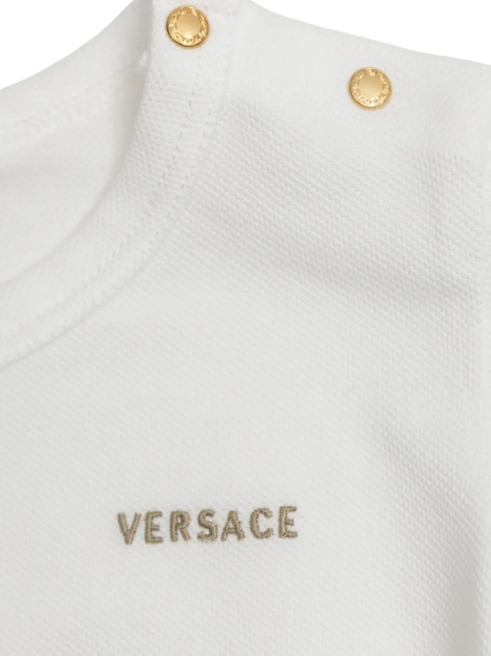 Versace Kids Jurk met bloemenprint en knopen op de schouders Wit