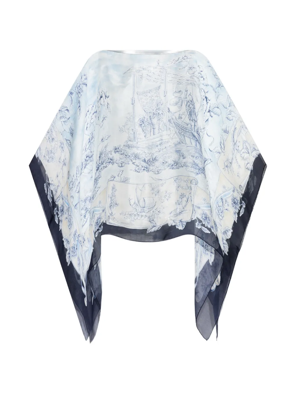 Ferragamo landscape-print silk cape - Neutrals