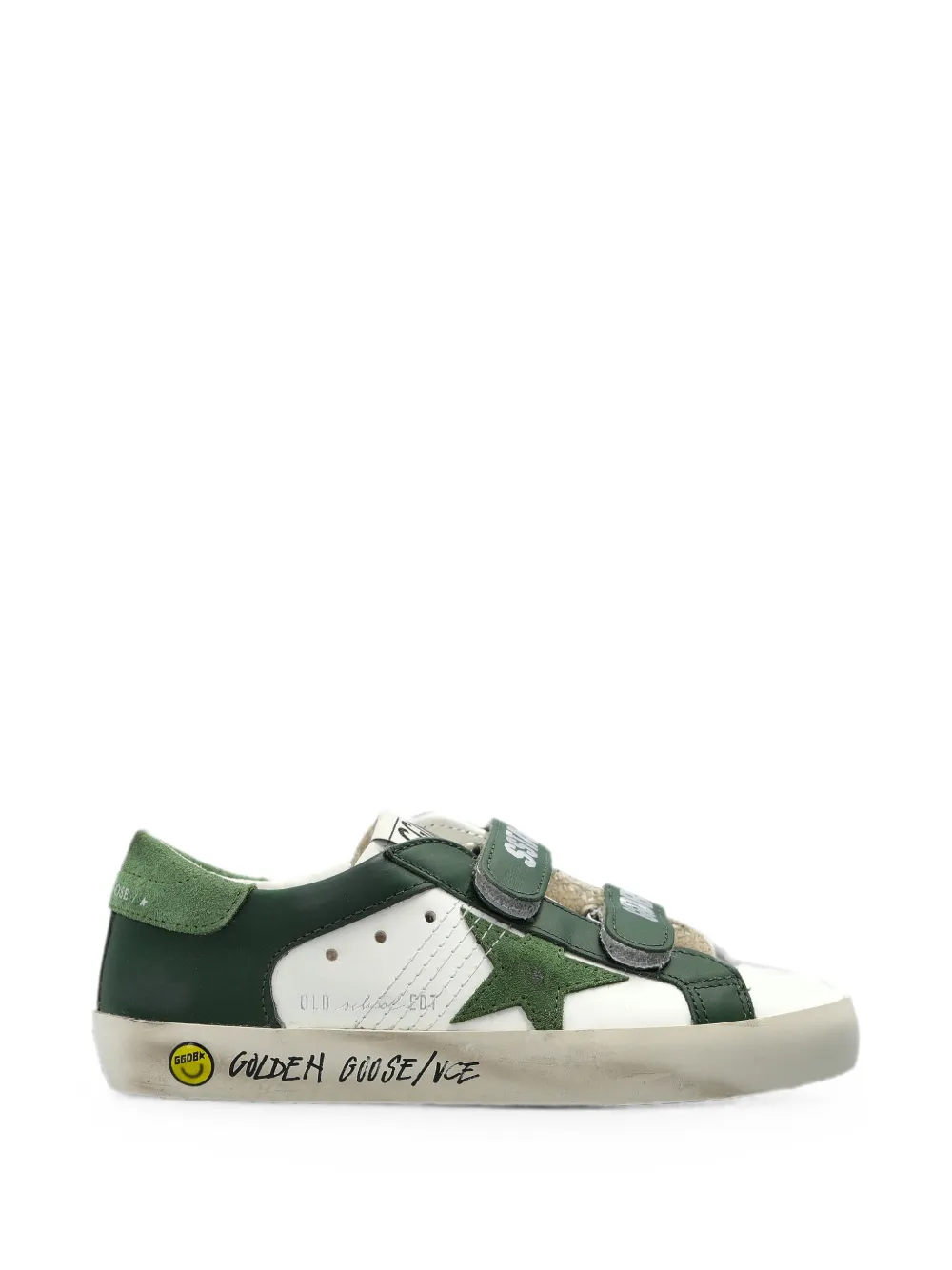 Golden Goose Kids star-patch touch-strap sneakers Wit