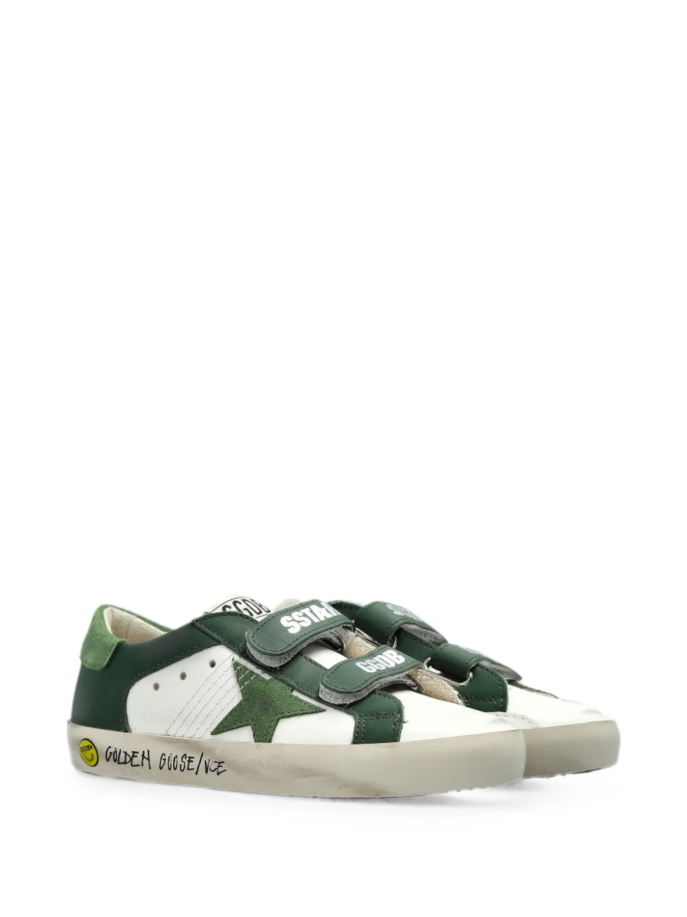 Golden Goose Kids star-patch touch-strap sneakers - Bianco