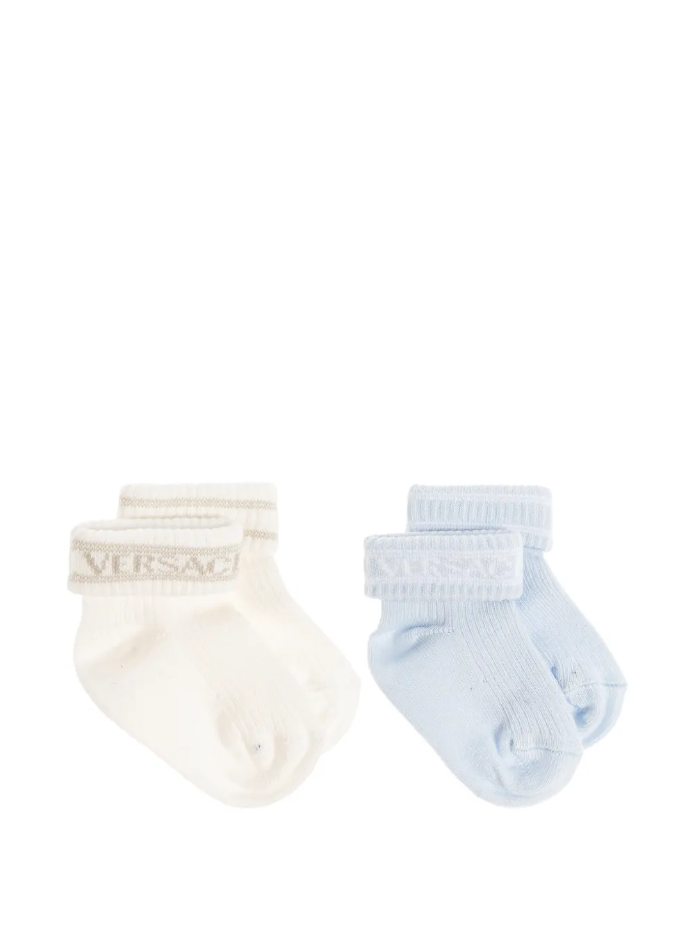 Versace Kids logo-intarsia ribbed socks - Toni neutri