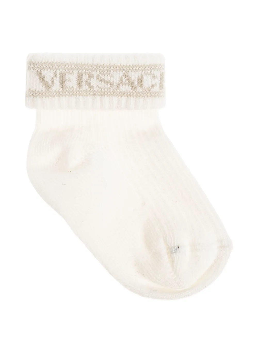 Versace Kids Geribbelde sokken met intarsia logo Beige