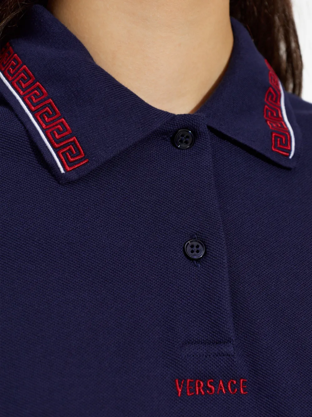 Versace Katoenen mini-polojurk met geborduurd logo Blauw