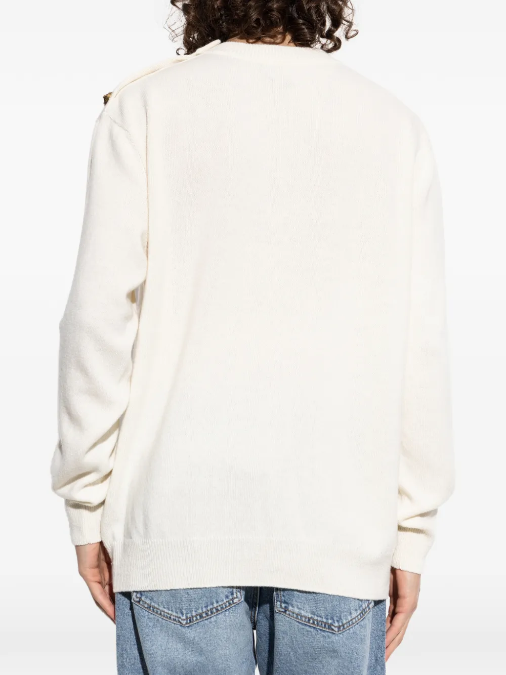 Balmain Trui met knoopdetail en lange mouwen Wit