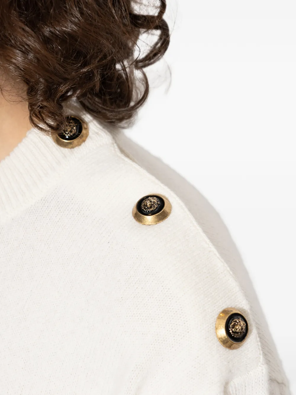 Balmain Trui met knoopdetail en lange mouwen Wit