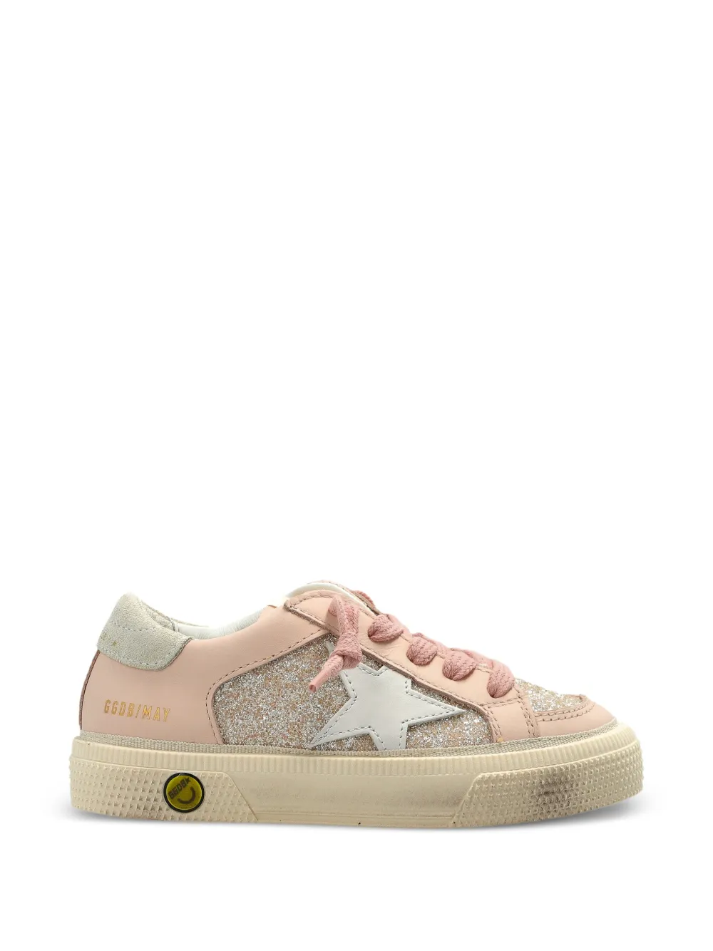 Golden Goose Kids glitter-panelled star-patch sneakers Roze