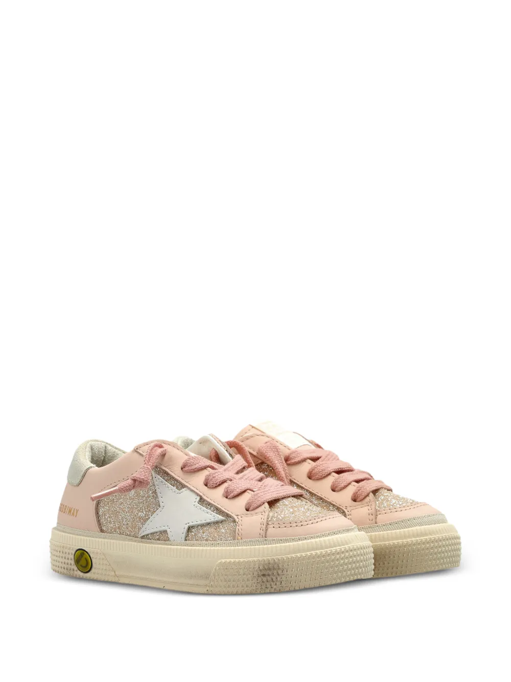 Golden Goose Kids glitter-panelled star-patch sneakers - Rosa