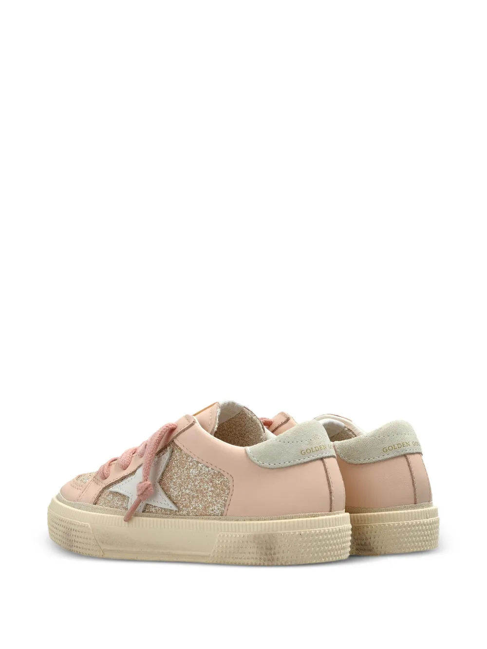 Golden Goose Kids glitter-panelled star-patch sneakers Roze