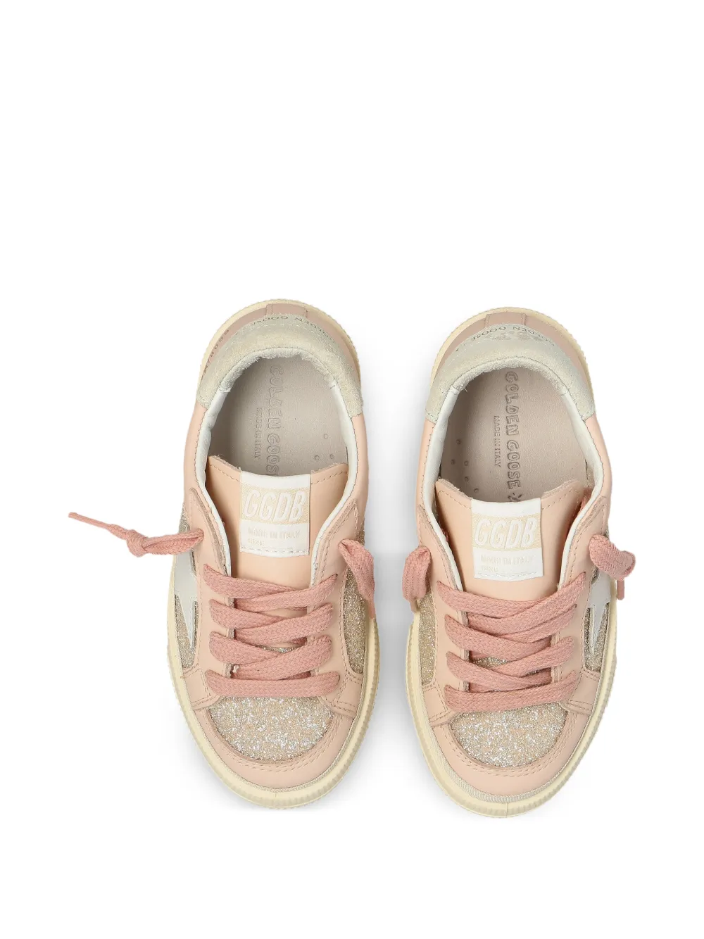 Golden Goose Kids glitter-panelled star-patch sneakers Roze